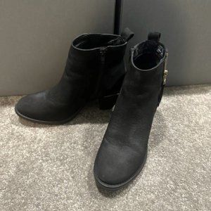 Steve Madden Wantagh Black Nubuck Leather Zip Ankle Boots Womens Size 8.5 M